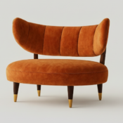 Modern Velvet Accent Loveseat Chair with Winged Backrest - Image 2