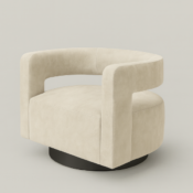 Modern Upholstered Swivel Accent Chair with Curved Barrel Backrest - Image 2