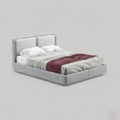 Premium Upholstered Bed with Modern Panel Headboard - Image 2