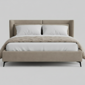 Urban Luxe Taupe Upholstered Bed - Image 3