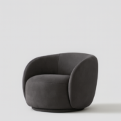 Noir Luxe Upholstered Swivel Barrel Accent Chair - Image 2