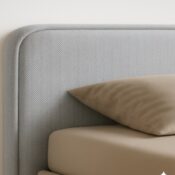 Upholstered Modern Platform Bed with Rounded Headboard - Image 4