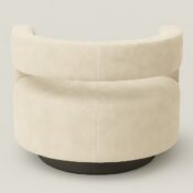 Modern Upholstered Swivel Accent Chair with Curved Barrel Backrest - Image 3