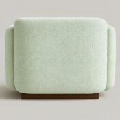 Modern Upholstered Accent Chair with Rounded Arms and Wooden Base - Image 3