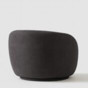 Noir Luxe Upholstered Swivel Barrel Accent Chair - Image 3