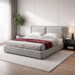 Premium Upholstered Bed with Modern Panel Headboard
