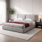 Premium Upholstered Bed with Modern Panel Headboard