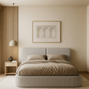 Upholstered Modern Platform Bed with Rounded Headboard