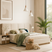 Serene Curve Elegant Upholstered Bed