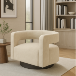Modern Upholstered Swivel Accent Chair with Curved Barrel Backrest